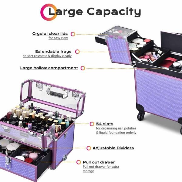 Byootique 2in1 Rolling Makeup Case Nail Polish Organizer Case - Image 10