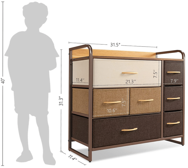 CubiCubi Dresser Organizer with 7 Drawer, Furniture Storage Tower Unit for Bedroom Hallway Entryway Closets, Dresser Clothes Storage with Sturdy Steel Frame Wood Top, Chocolate - Image 5