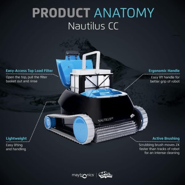 Dolphin Nautilus CC Automatic Robotic Pool Vacuum Cleaner Wall Climbing Scrubber Brush - Image 9
