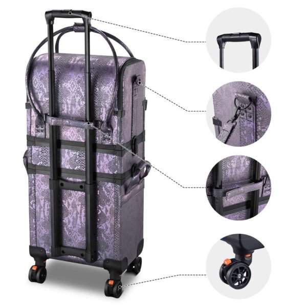 Byootique Rolling Makeup Case Snakeskin Purple Artist Travel Case - Image 5