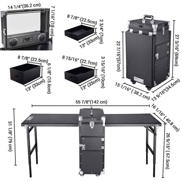 Byootique Double Makeup Hairstylist Nail Table Station - Image 10