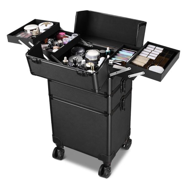 Byootique 3 in 1 Rolling Makeup Case on Wheels Black - Image 2