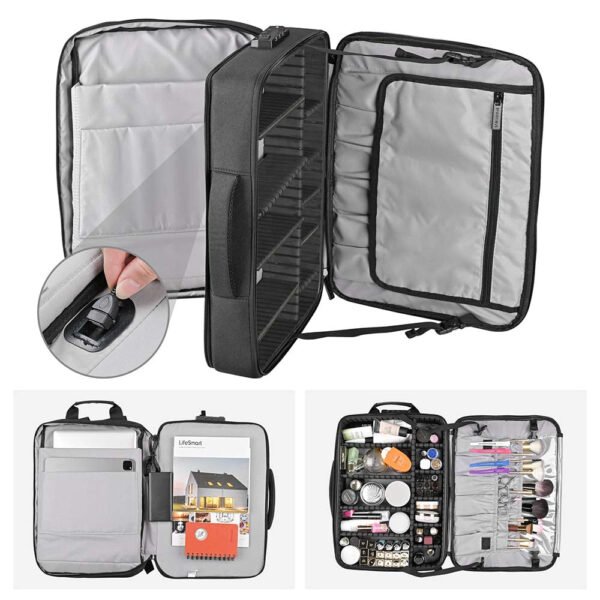 Byootique Pro Artist Makeup Backpack with Dividers TSA Lock - Image 3