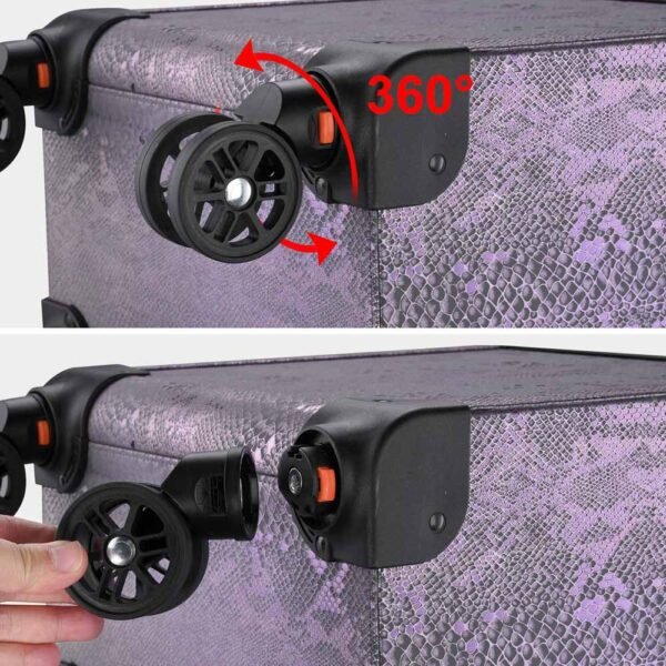 Byootique Rolling Makeup Case Snakeskin Purple Artist Travel Case - Image 6