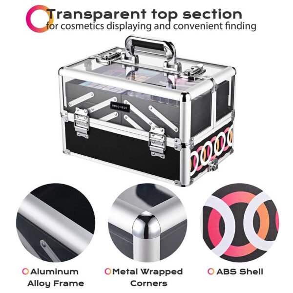 Byootique 4 in 1 Rolling Makeup Case with Circle Pattern Lockable - Image 5
