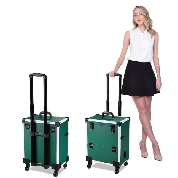 Byootique Emerald Green Makeup Case on Wheels w/ Drawer - Image 8