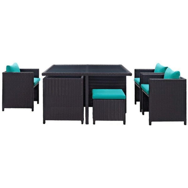Travers Square 51'' Long Dining Set with Cushions - Image 6