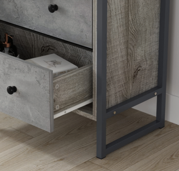 DiDuGo Wood 4 Drawer Dresser Grey Dresser with Metal Frame, Drawer Chest for Bedroom Chest of Drawers (25.2”L x 11.8”W x 29.5”H) - Image 6