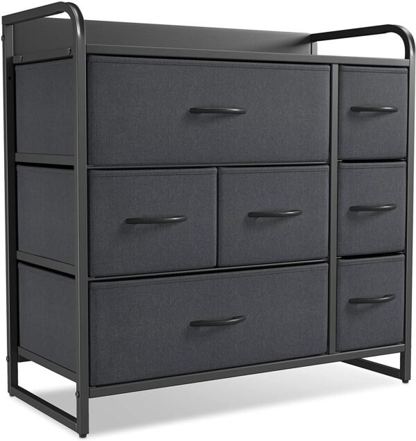 CubiCubi Dresser Organizer with 7 Drawer, Furniture Storage Tower Unit for Bedroom Hallway Entryway Closets, Dresser Clothes Storage with Sturdy Steel Frame Wood Top, Chocolate - Image 3