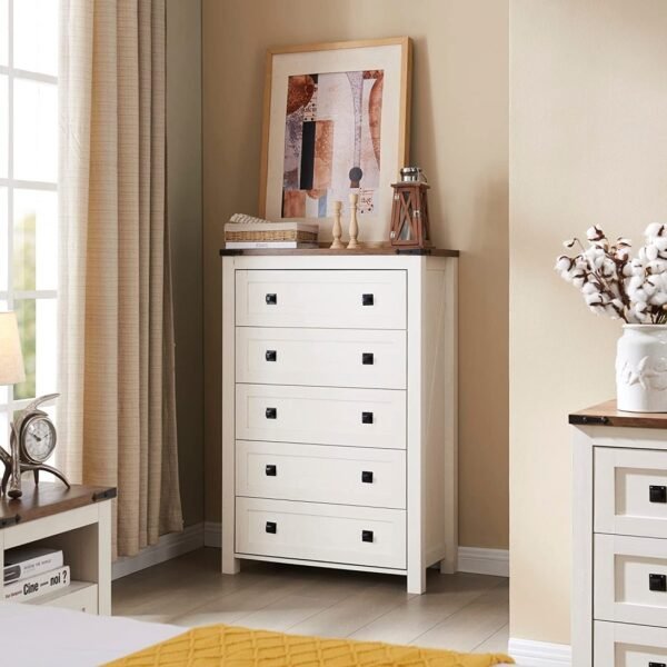 Farmhouse 5 Drawers Dresser Chests for Bedroom - Image 4