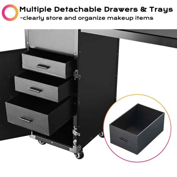 Byootique Nail Tech Desk with Drawers Speaker Mirror Left Handed - Image 7
